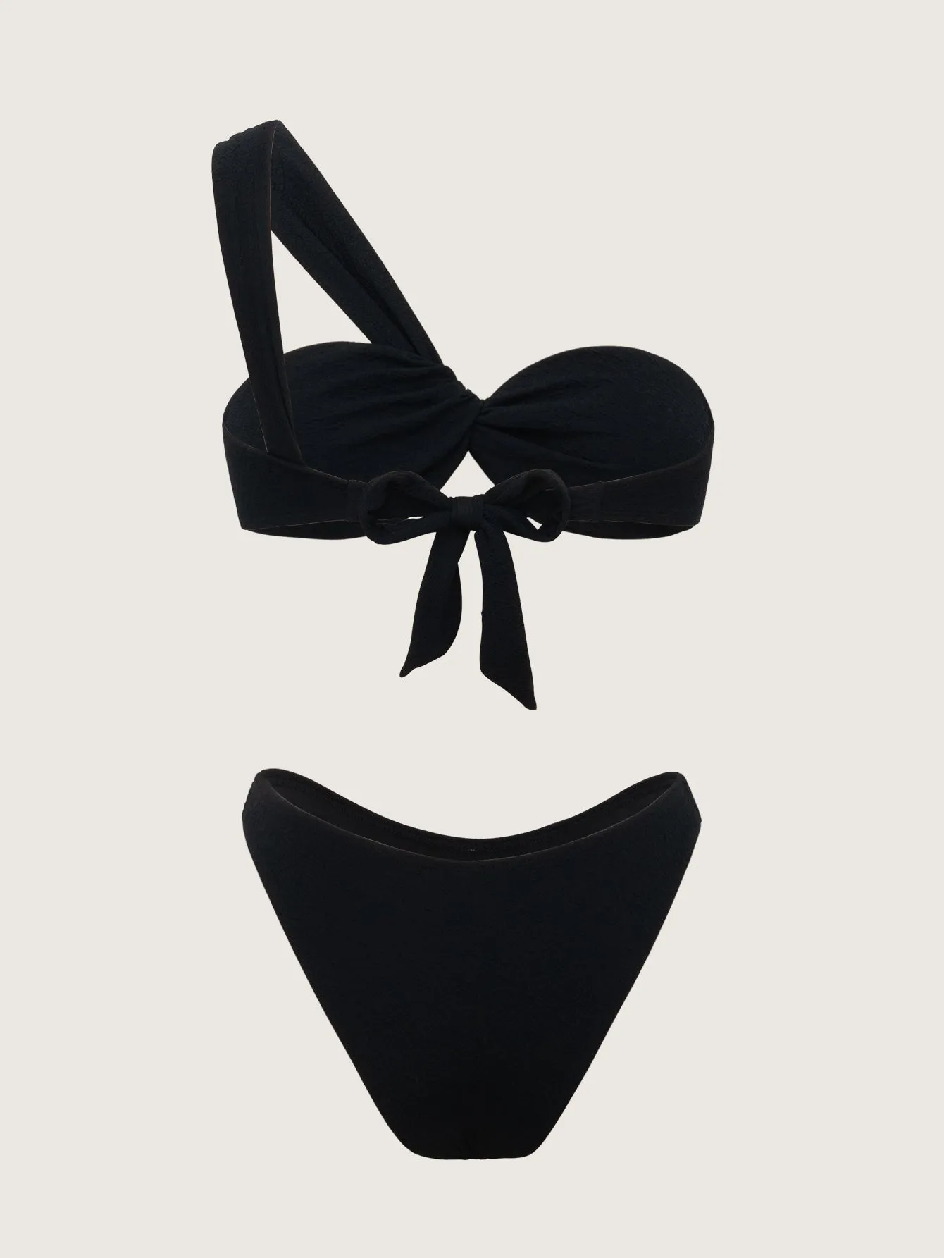 Black Ruched Tie Front Bikini Set sold by rihoas product image thumbnail 4