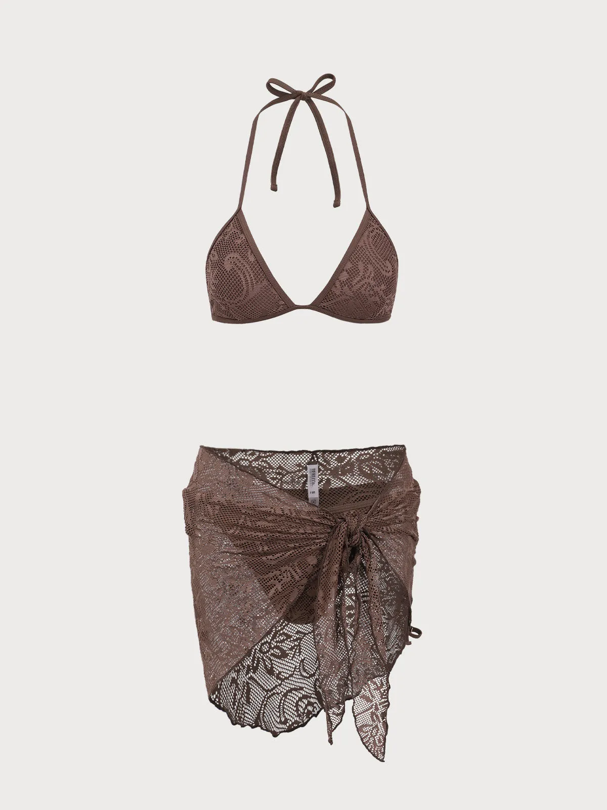 Brown Mesh Bikini Three Piece Suit sold by rihoas product image thumbnail 4