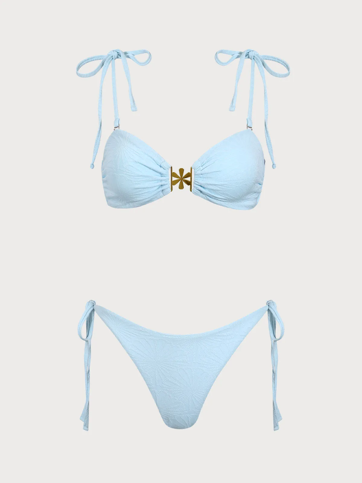 Blue Textured Drawstring Bikini Set sold by rihoas