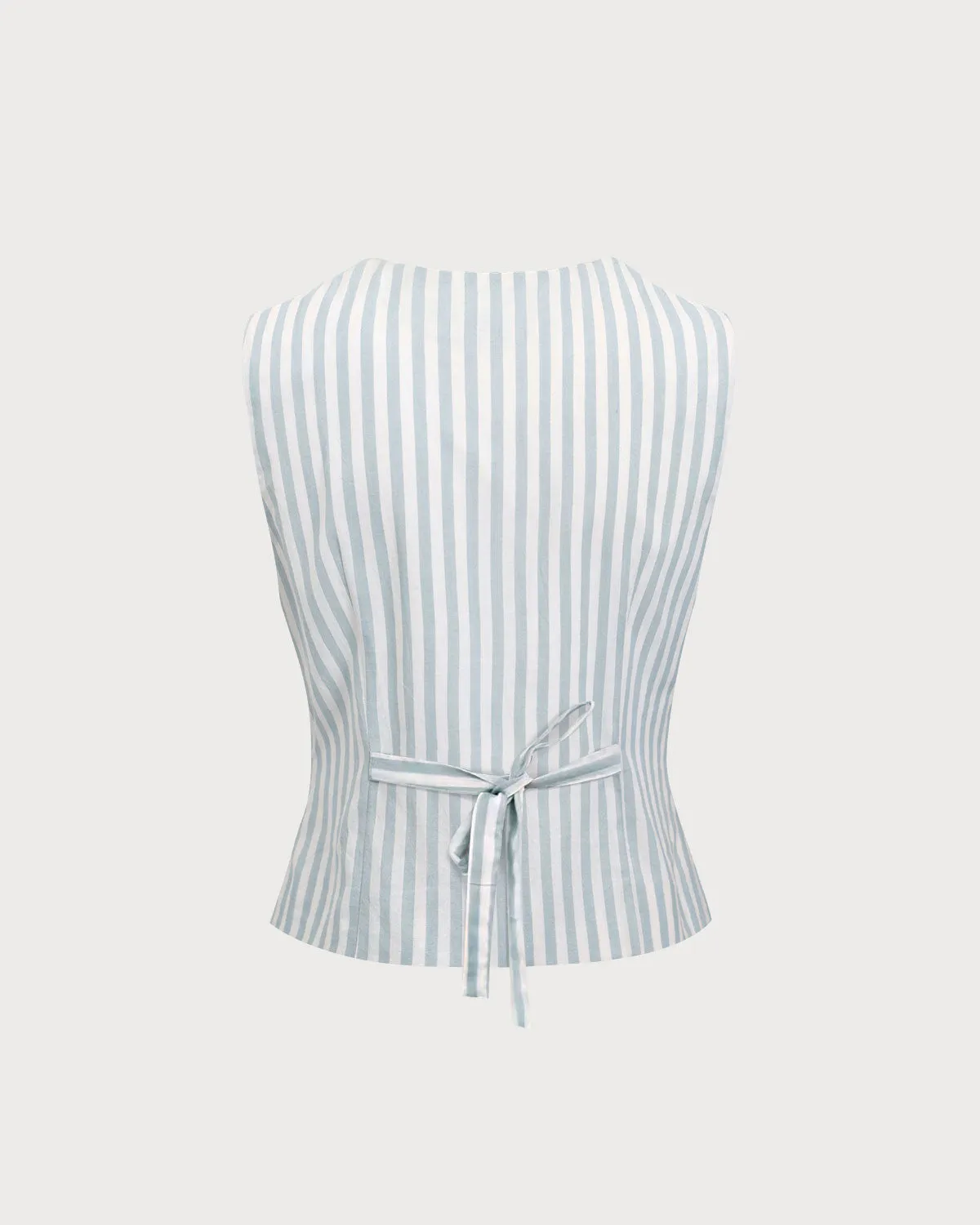 Grey Striped Single Breasted Vest sold by rihoas product image thumbnail 5