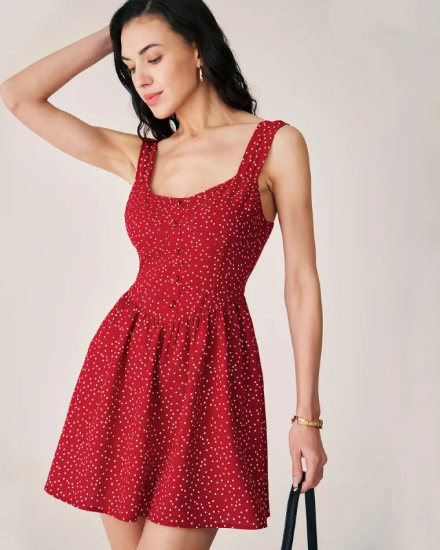 Red Polka Dot Slip Mini Dress sold by rihoas