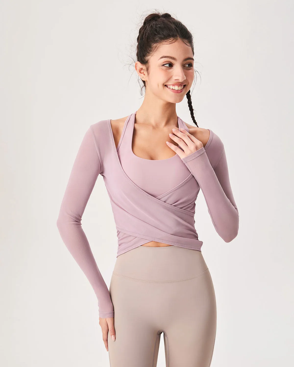 Pink Surplice Long Sleeve Cover-up - Light Support sold by rihoas product image thumbnail 2