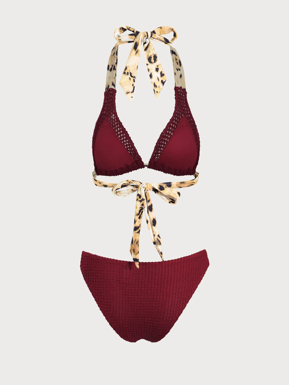 Burgundy Contrast Crochet Bikini Set sold by rihoas product image thumbnail 2