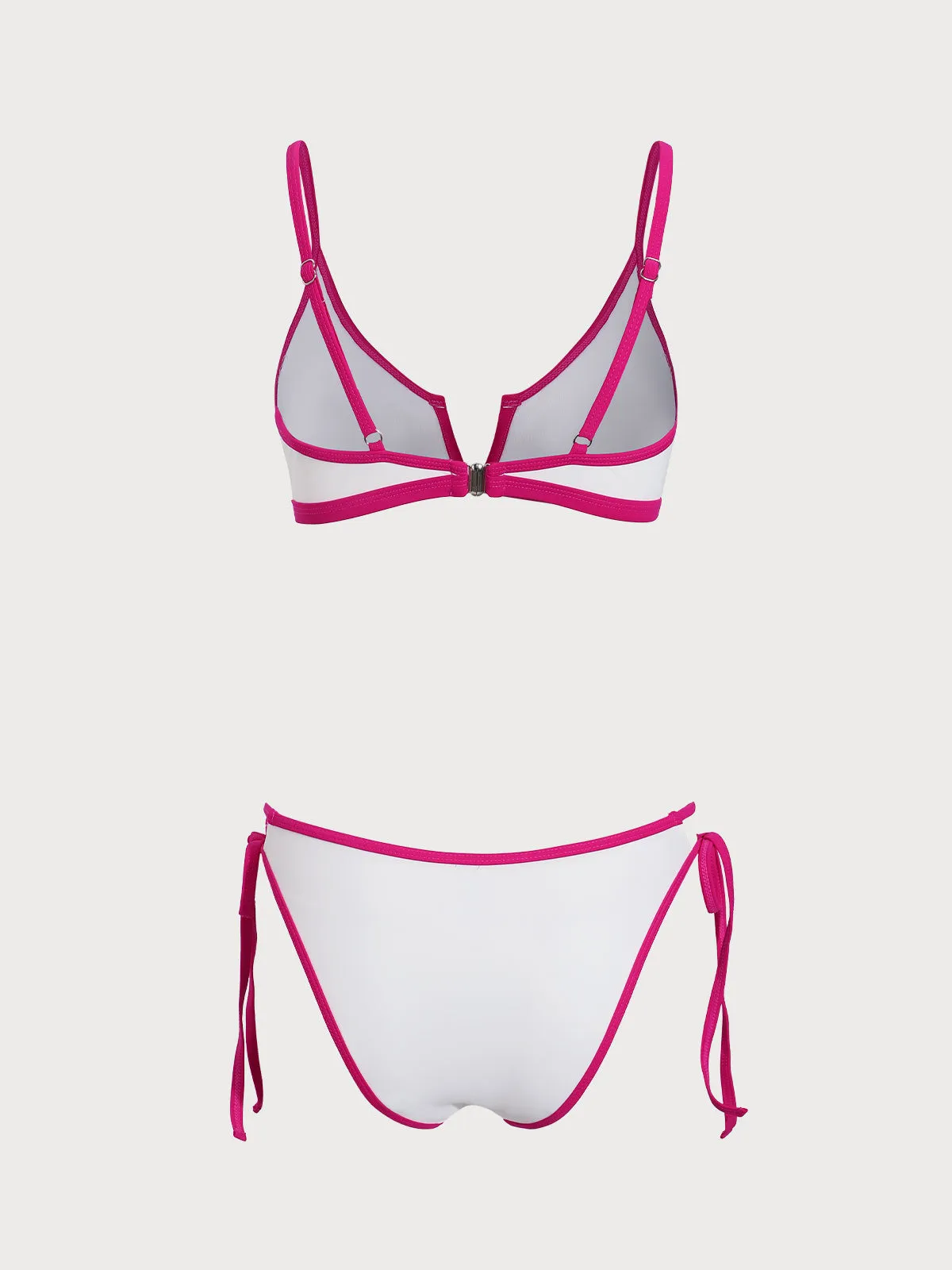 Pink Contrast Drawstring Bikini Set sold by rihoas product image thumbnail 2