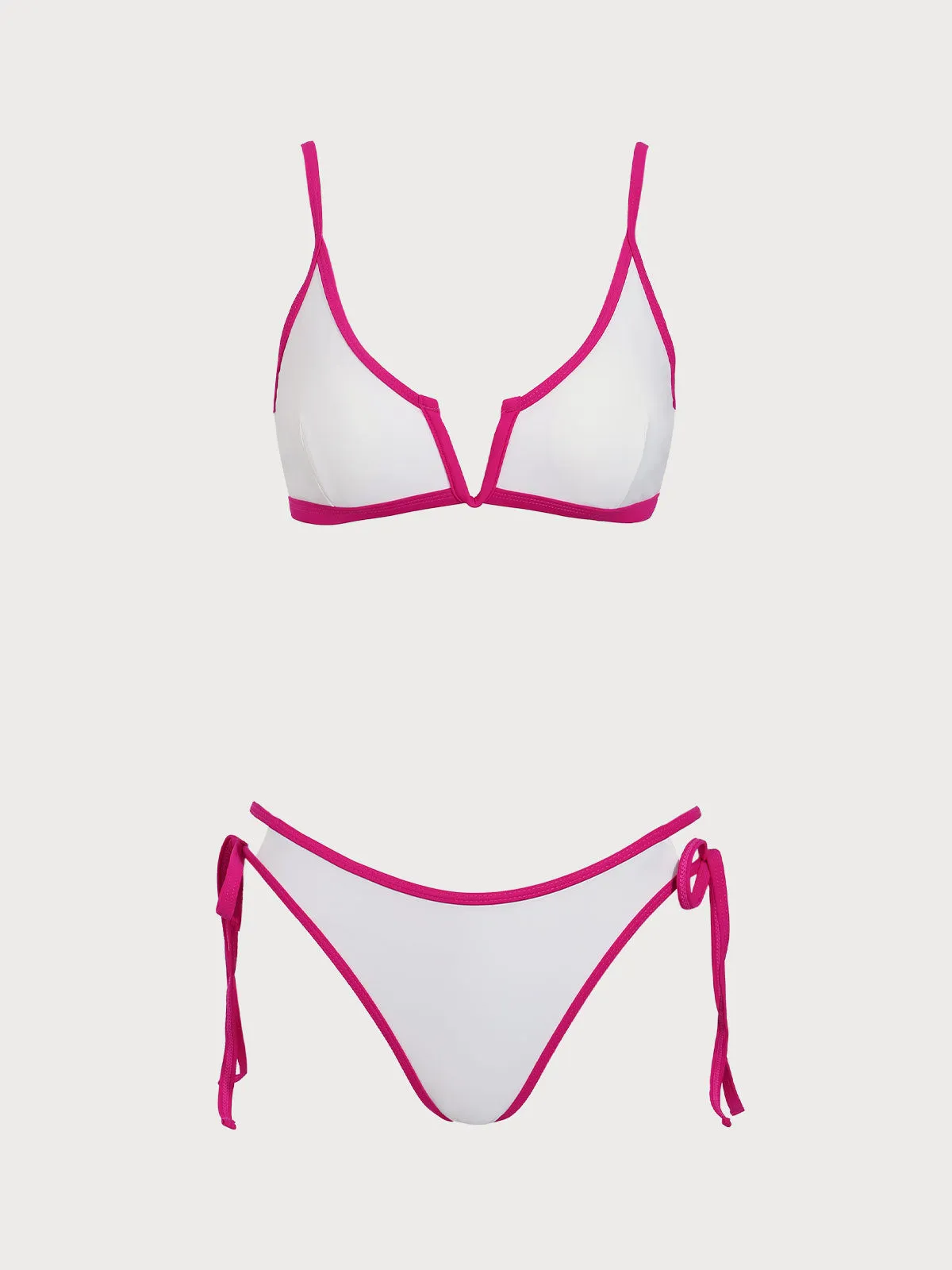 Pink Contrast Drawstring Bikini Set sold by rihoas