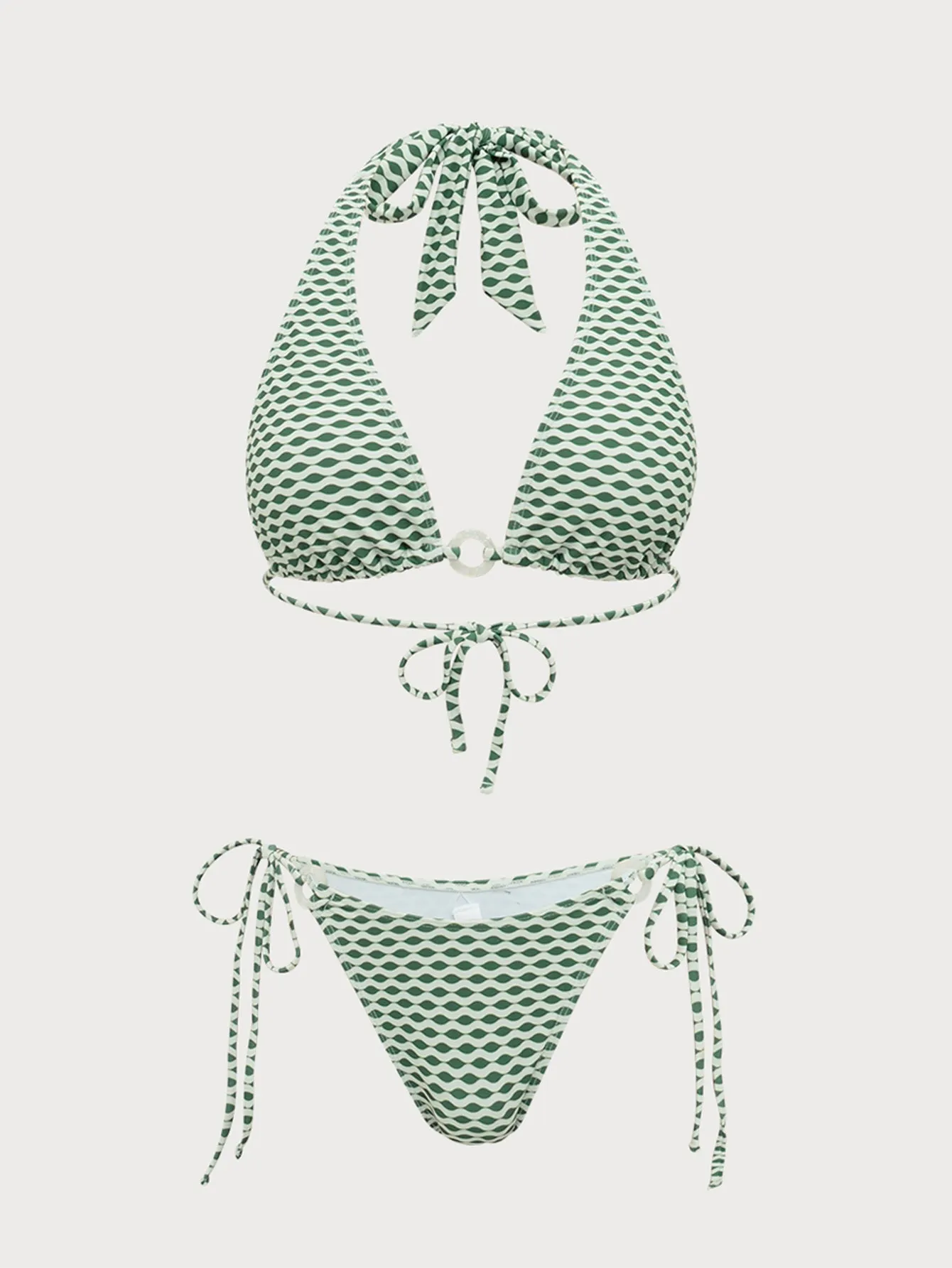 Green Wave Print Hoop Bikini Set sold by rihoas product image thumbnail 5