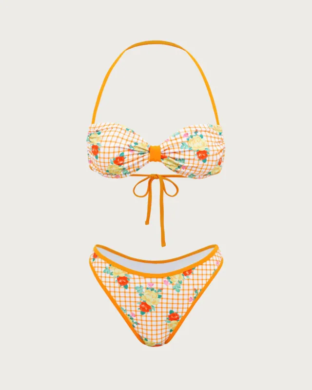 Yellow Floral Tie-Back Bikini Set sold by rihoas