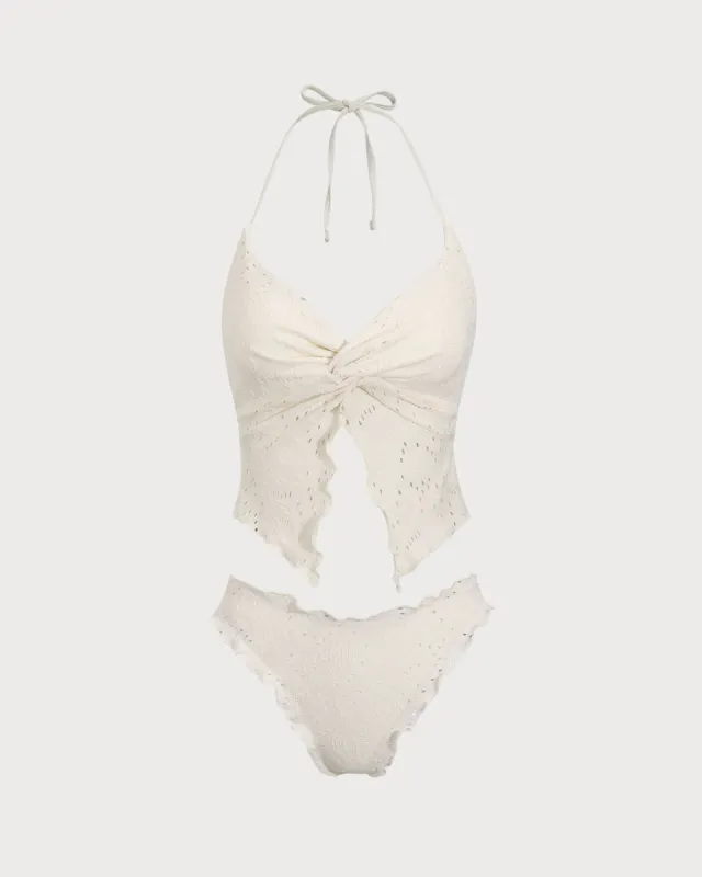 White Twist Tankini Swimsuit sold by rihoas