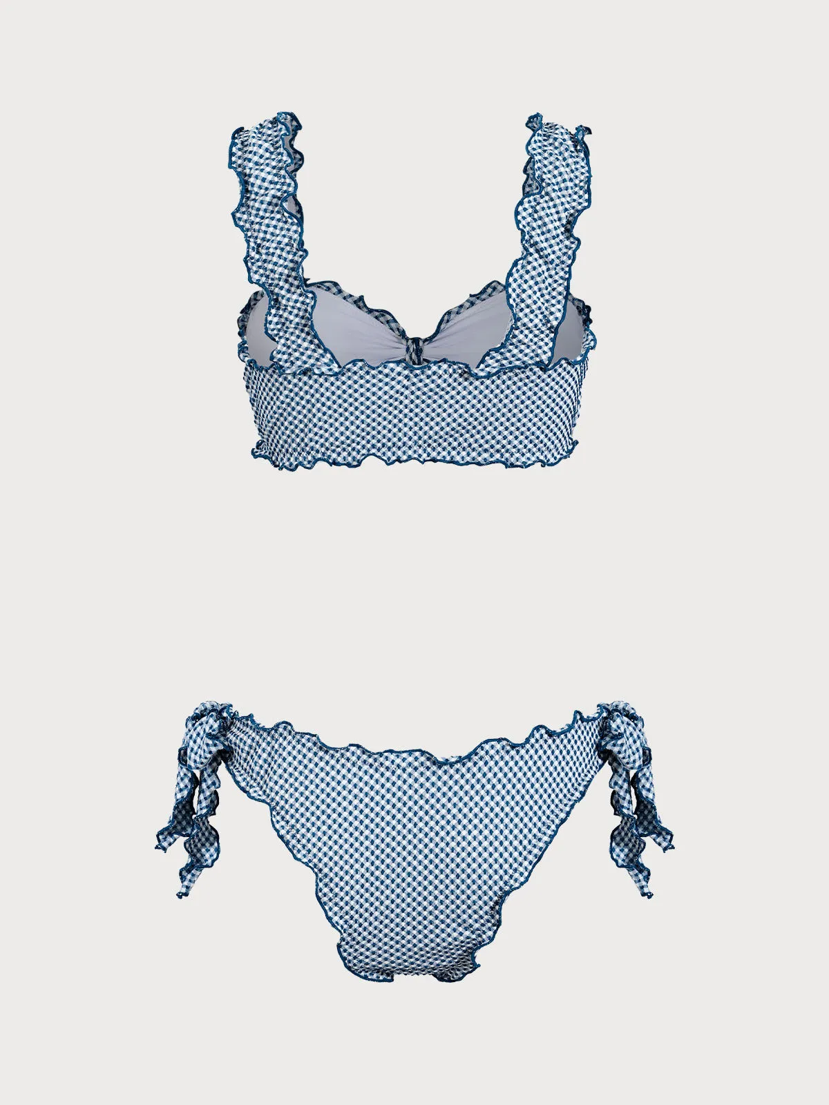 Blue Plaid Knotted Bikini Set sold by rihoas product image thumbnail 2