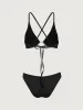 Black Ribbed Underwire Bikini Set sold by rihoas