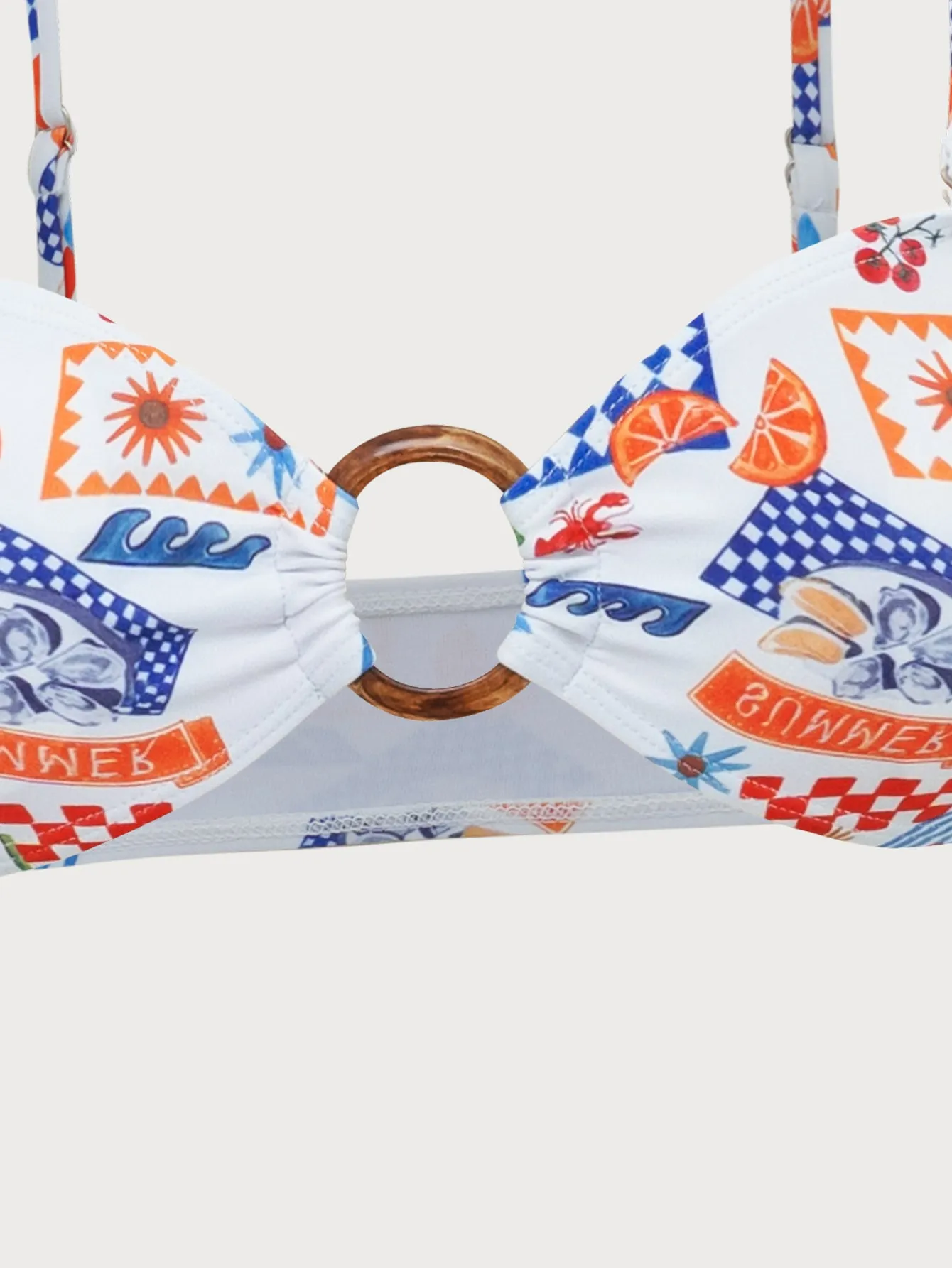 White Floral O-Ring Bikini Set sold by rihoas product image thumbnail 2