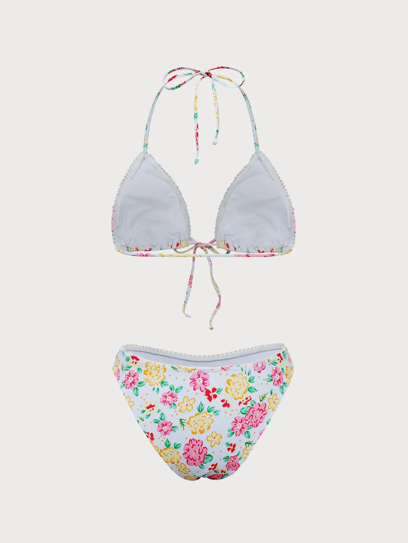 Pink Floral Halter Bikini Set sold by rihoas product image thumbnail 3