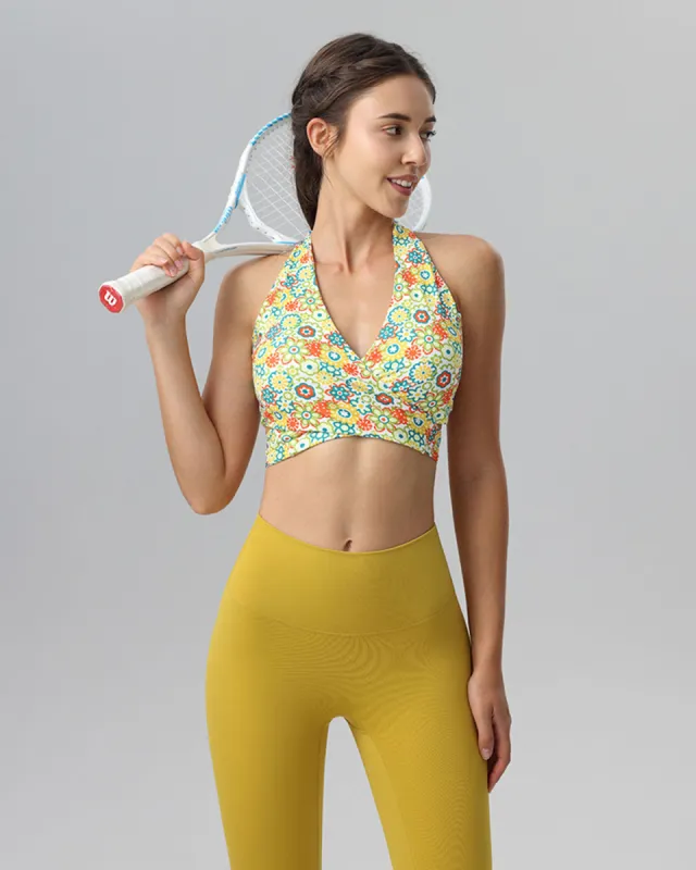 Yellow Floral Backless Tank Top - Light Support sold by rihoas