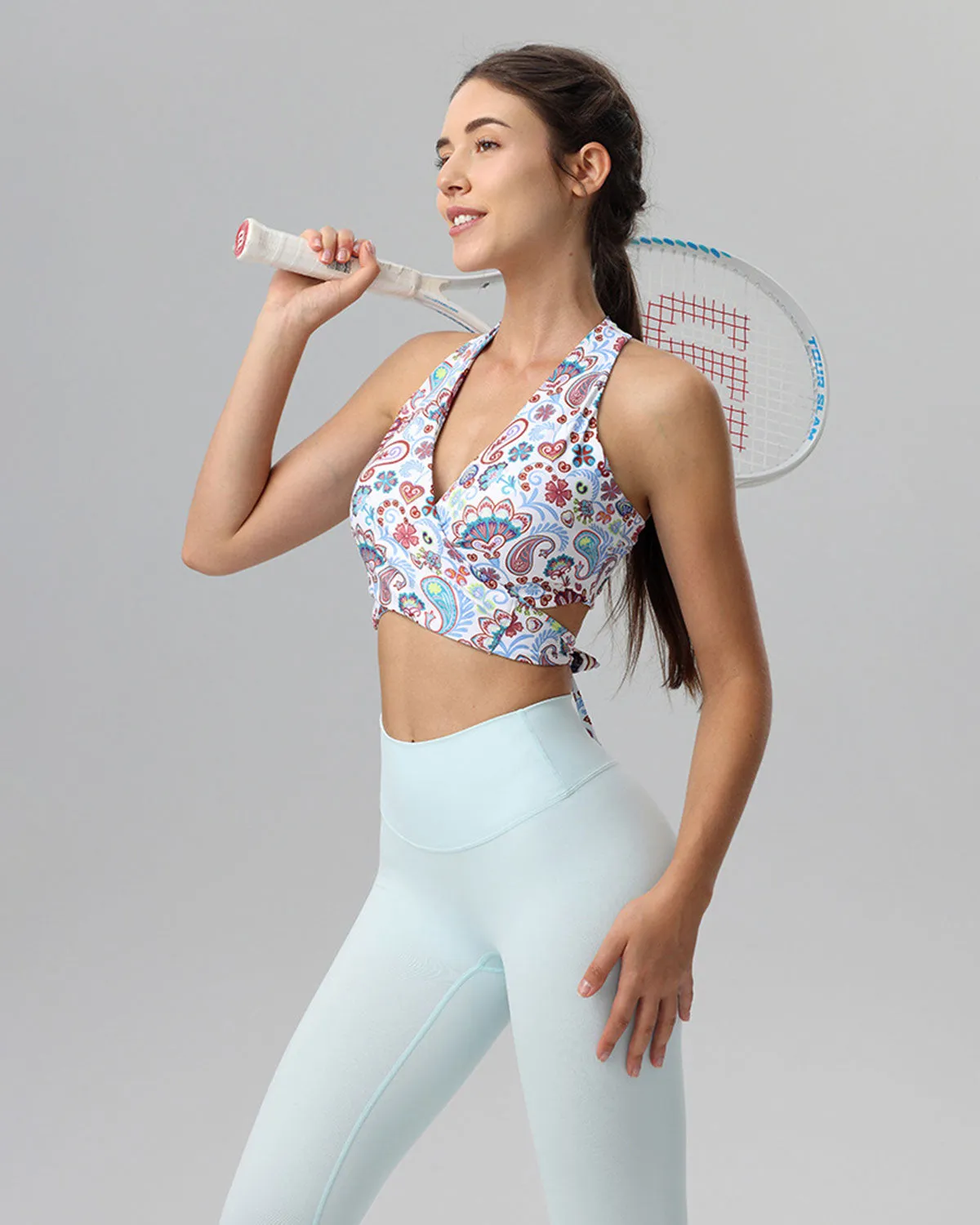 White Floral Backless Tank Top - Light Support sold by rihoas