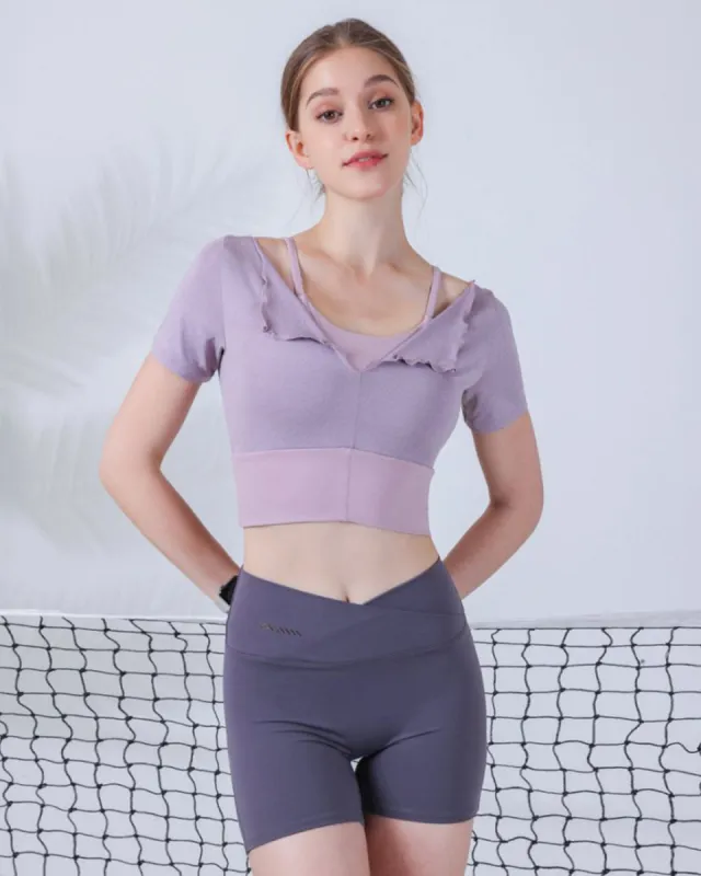 Purple Short Sleeve Top - Light Support sold by rihoas