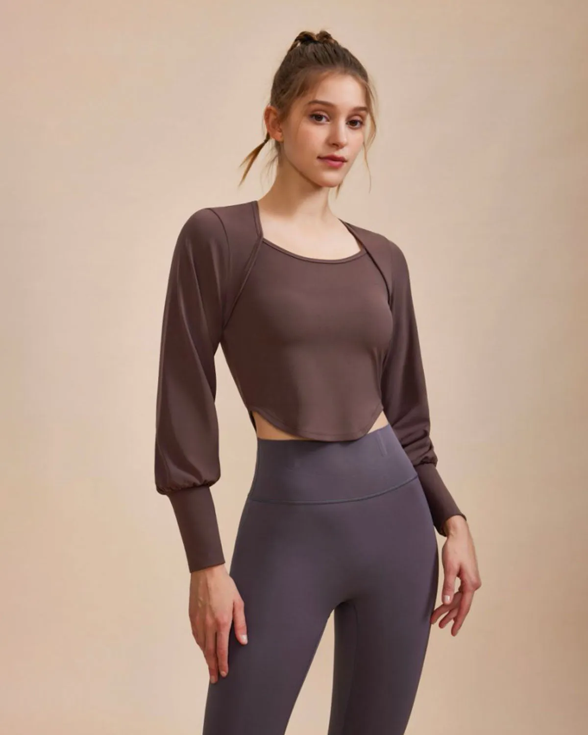 Coffee Round Neck Long Sleeve Top sold by rihoas product image thumbnail 3