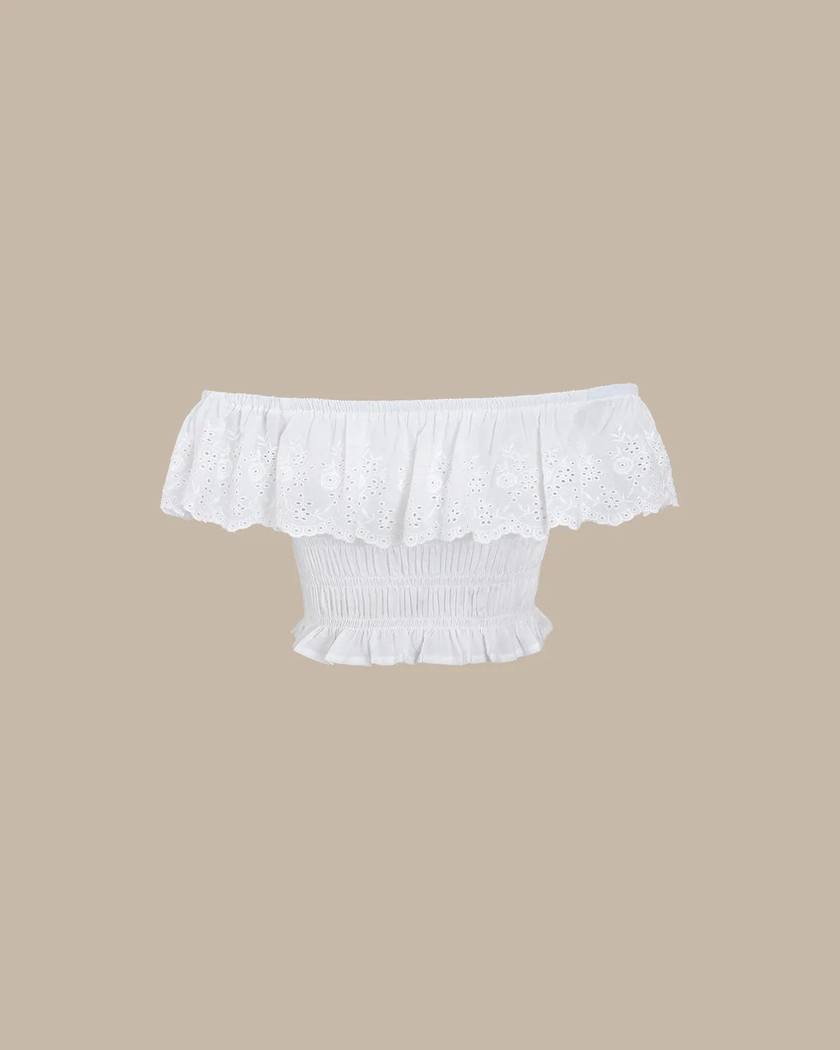 White Off The Shoulder Crop Blouse sold by rihoas product image thumbnail 2