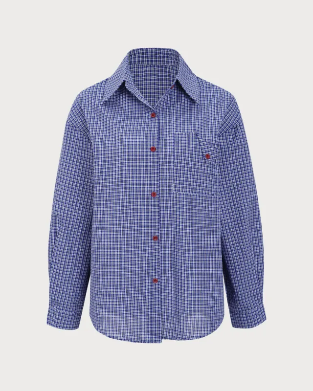 Blue Plaid Pocket Shirt sold by rihoas
