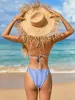 Blue Striped Halter Bikini Set sold by rihoas
