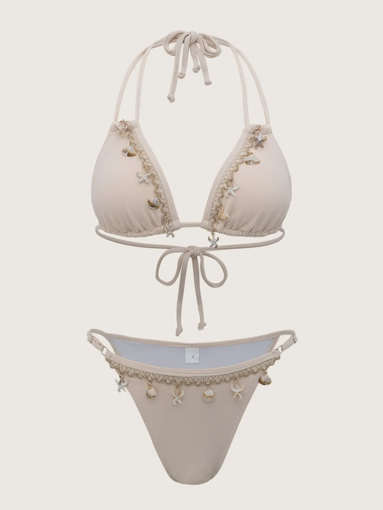 White Shell Embellished Bikini Set sold by rihoas product image thumbnail 4
