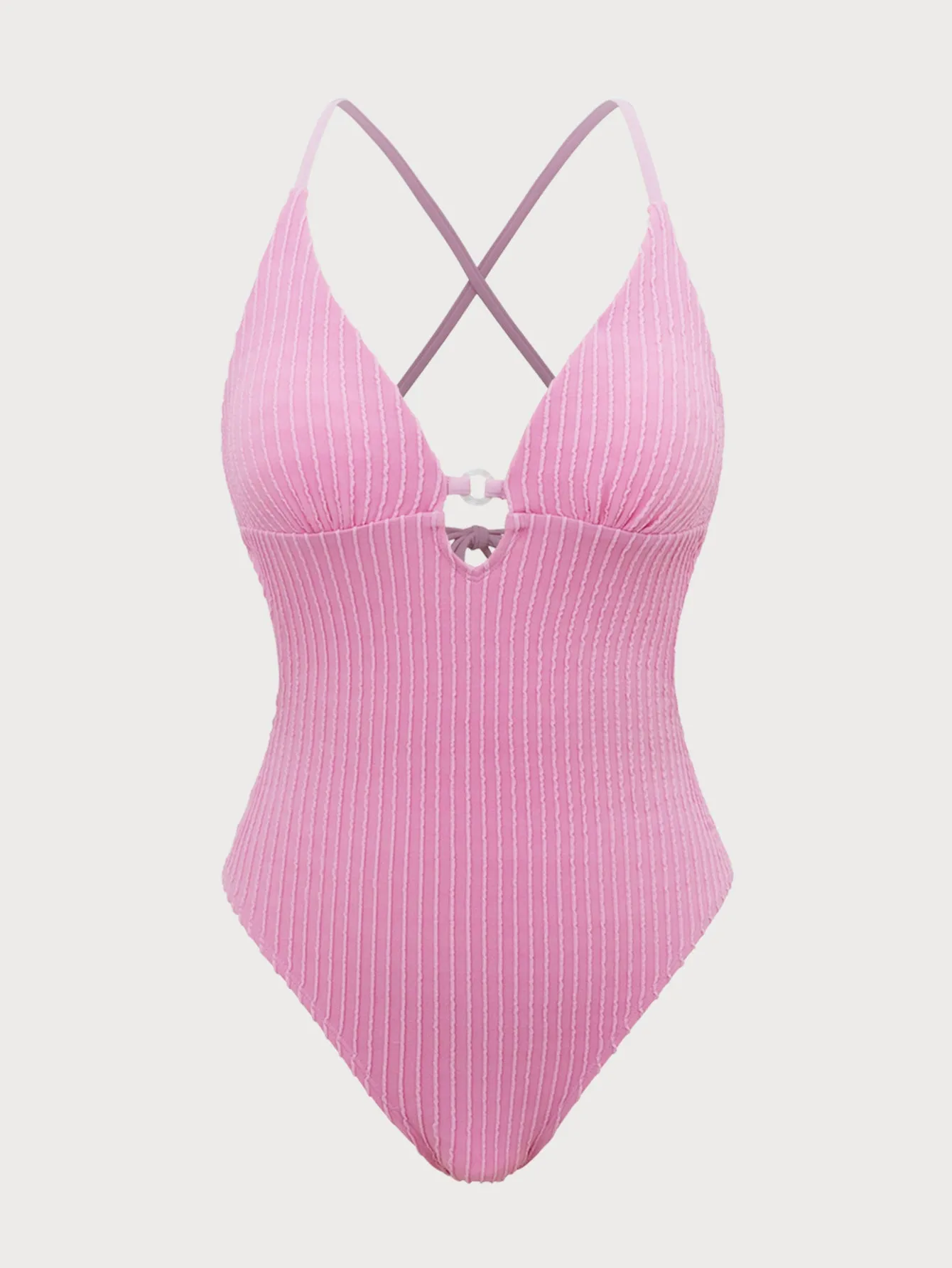 Pink Textured Cutout One-Piece Swimsuit sold by rihoas product image thumbnail 5