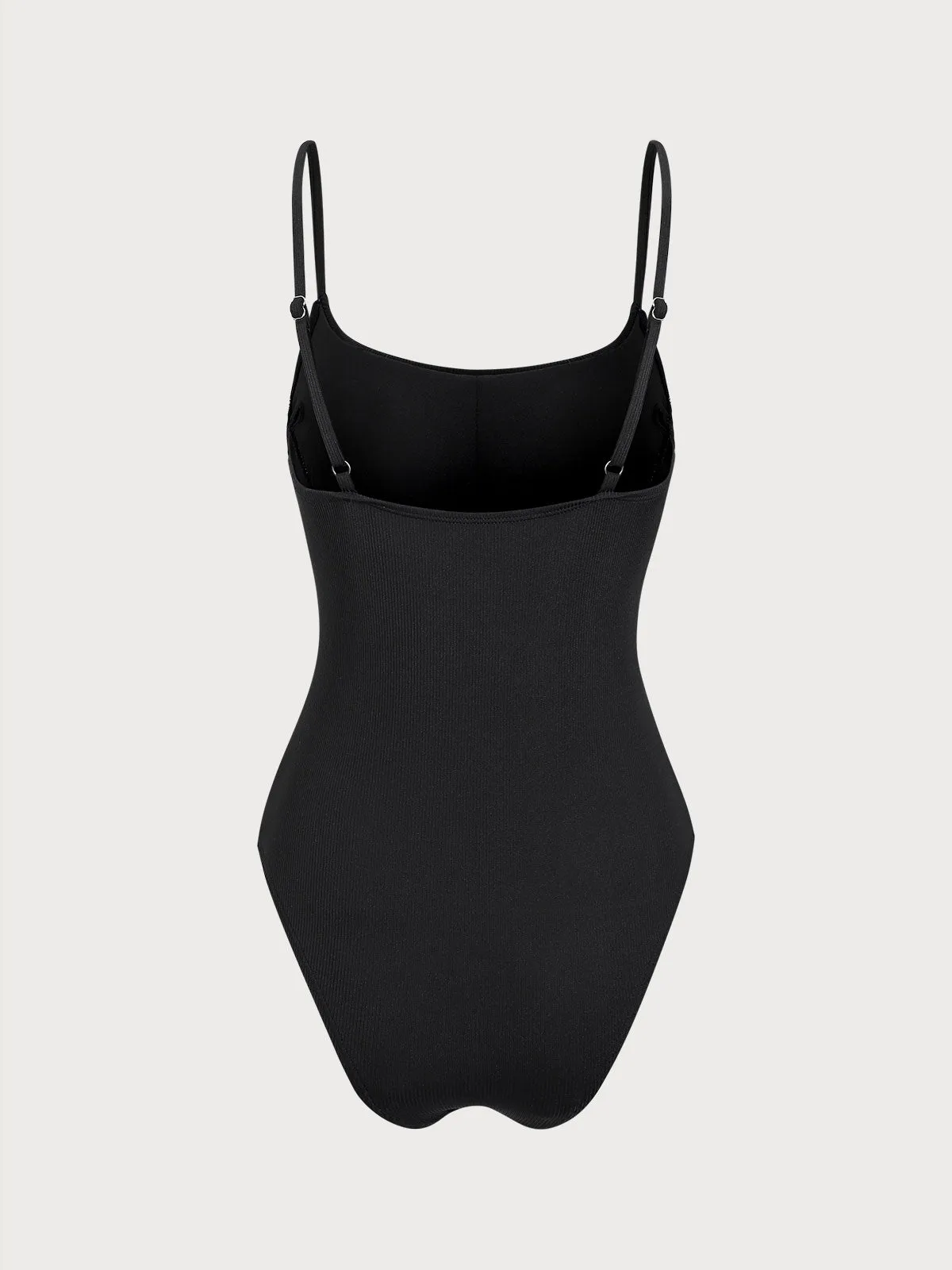 Black Contrast Ribbed One-Piece Swimsuit sold by rihoas product image thumbnail 5
