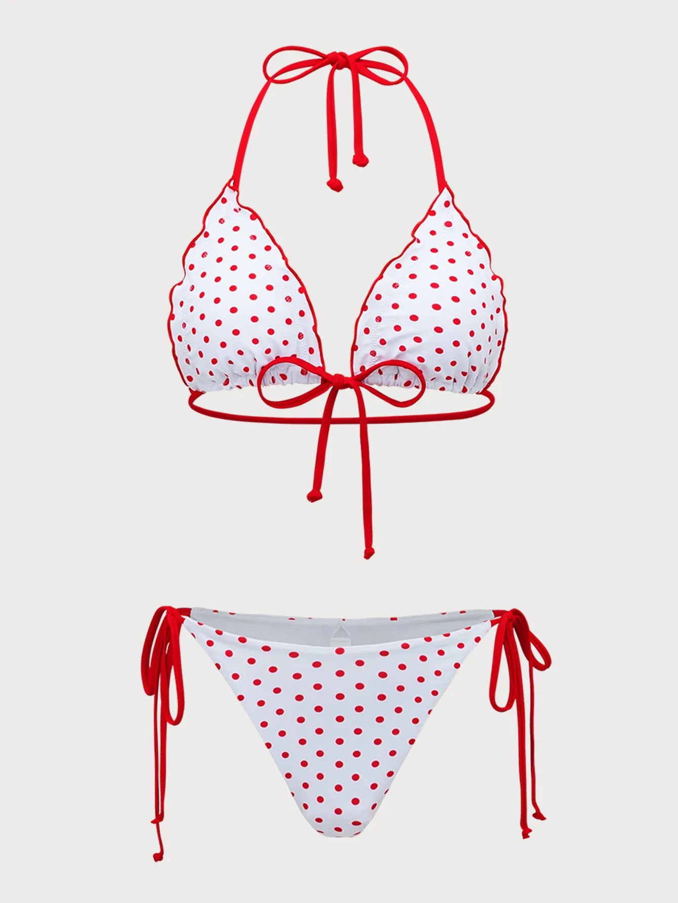 Red Polka Dot Drawstring Bikini Set sold by rihoas product image thumbnail 5