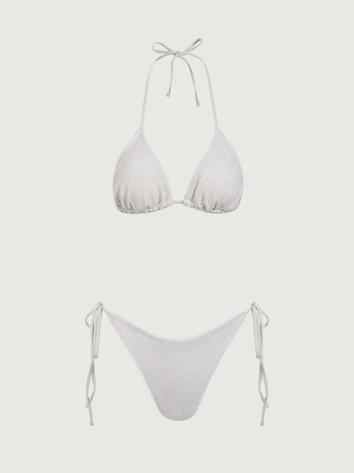 White Textured Triangle Bikini Set sold by rihoas product image thumbnail 5