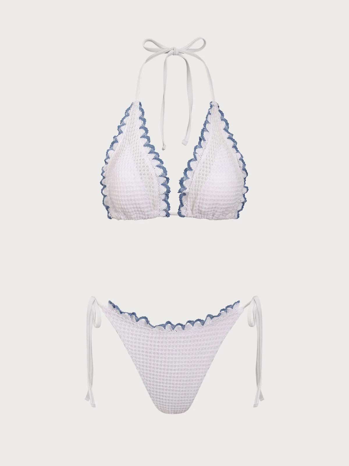 White Contrast Lace Bikini Set sold by rihoas product image thumbnail 5