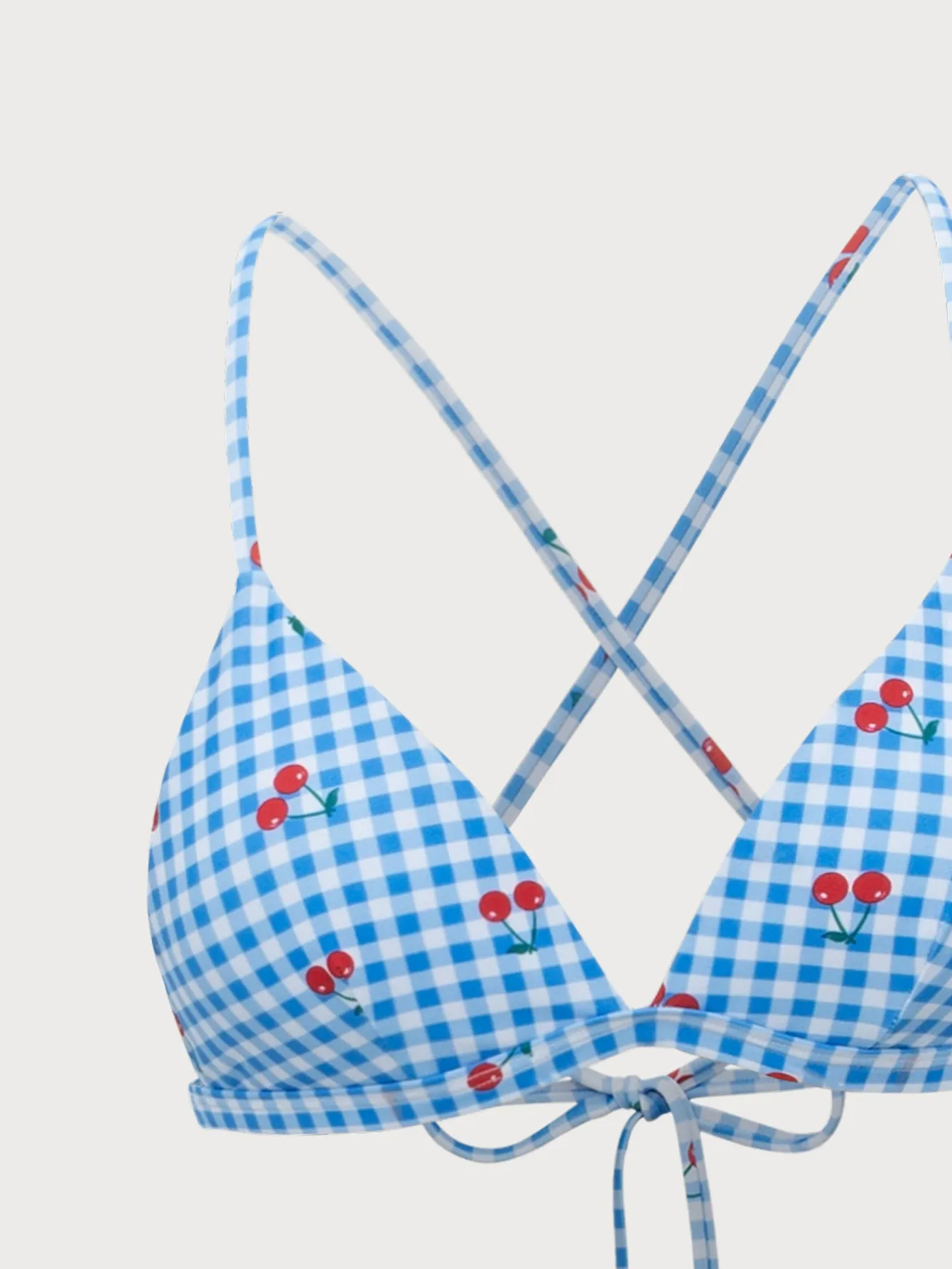 Blue Plaid Cherry Halter Bikini Set sold by rihoas product image thumbnail 5