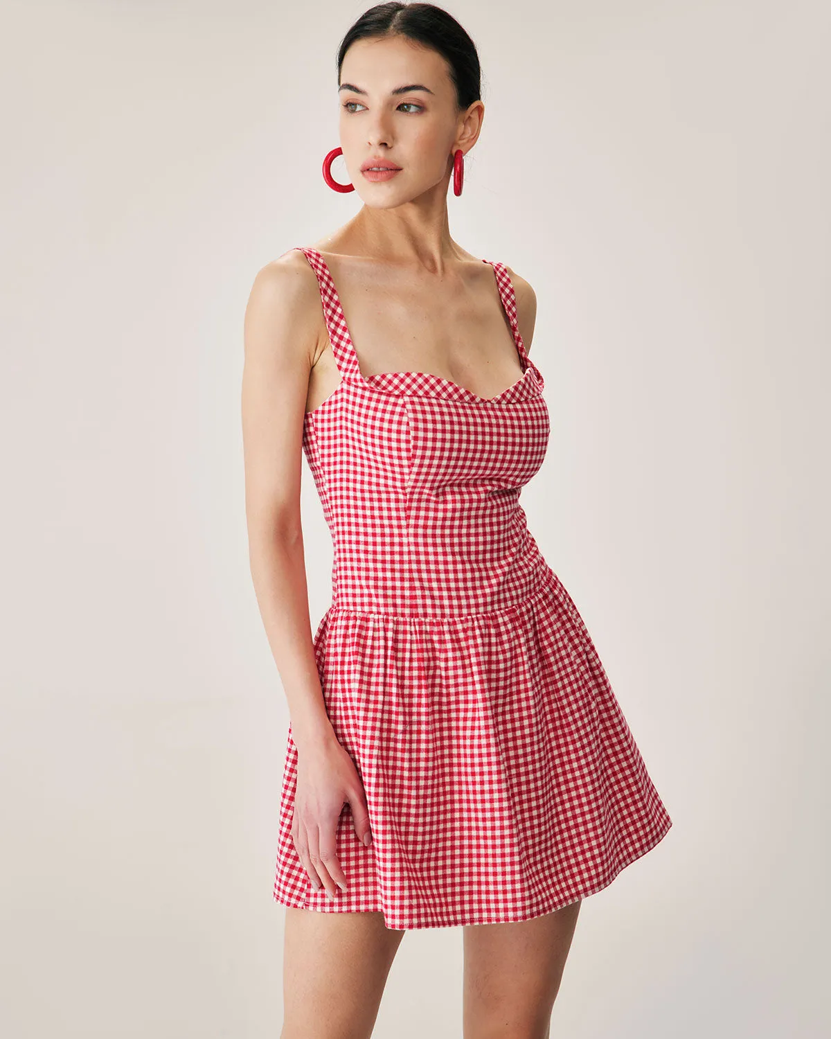 Red Plaid Sweetheart Neck Slip Mini Dress sold by rihoas