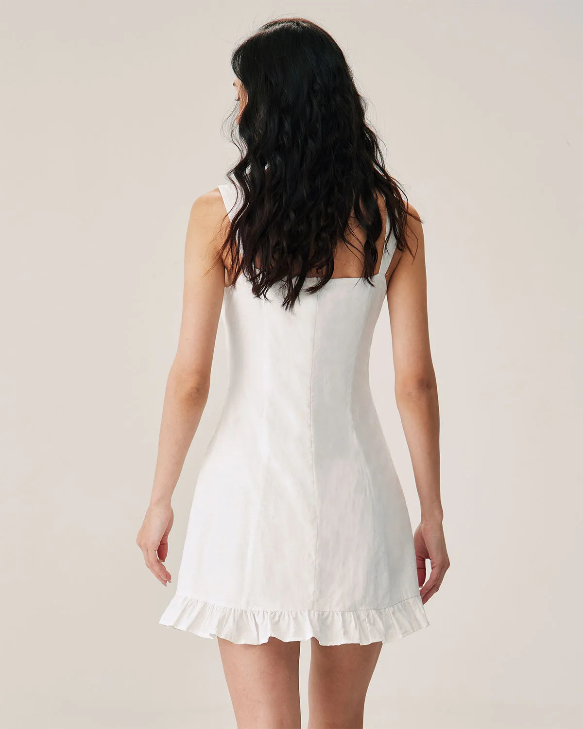 White Jacquard Sweetheart Neck Slip Mini Dress sold by rihoas product image thumbnail 4