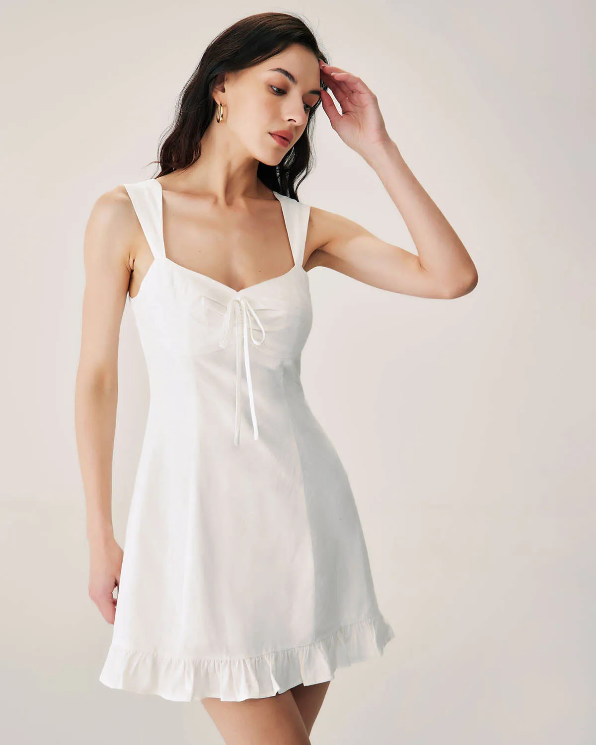 White Jacquard Sweetheart Neck Slip Mini Dress sold by rihoas
