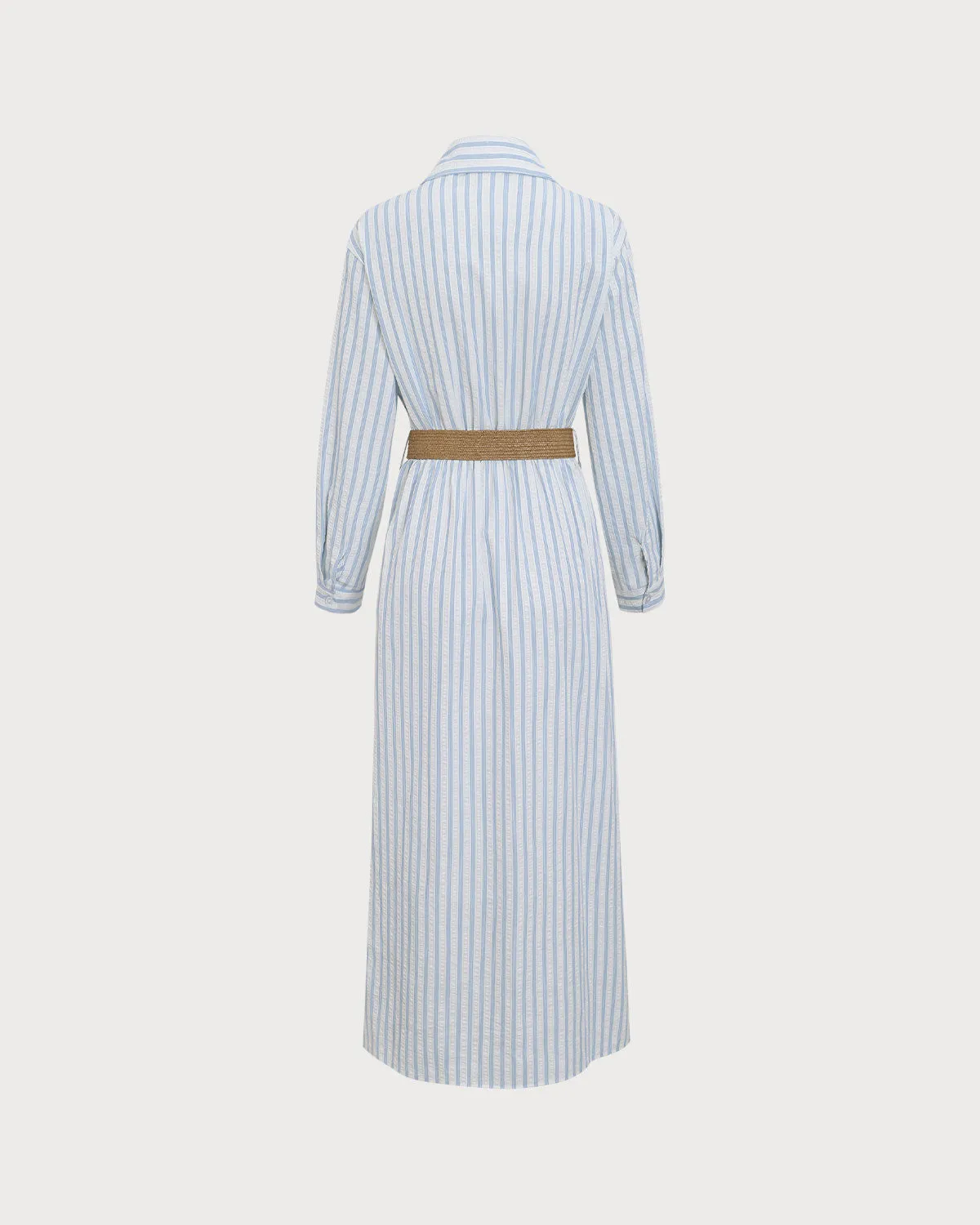 Blue Striped Belted Midi Dress sold by rihoas product image thumbnail 2