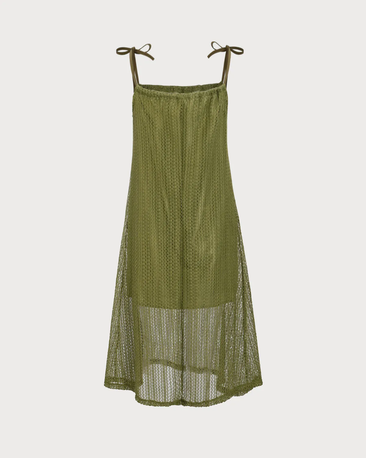Green Crochet Tie Strap Midi Dress sold by rihoas product image thumbnail 2