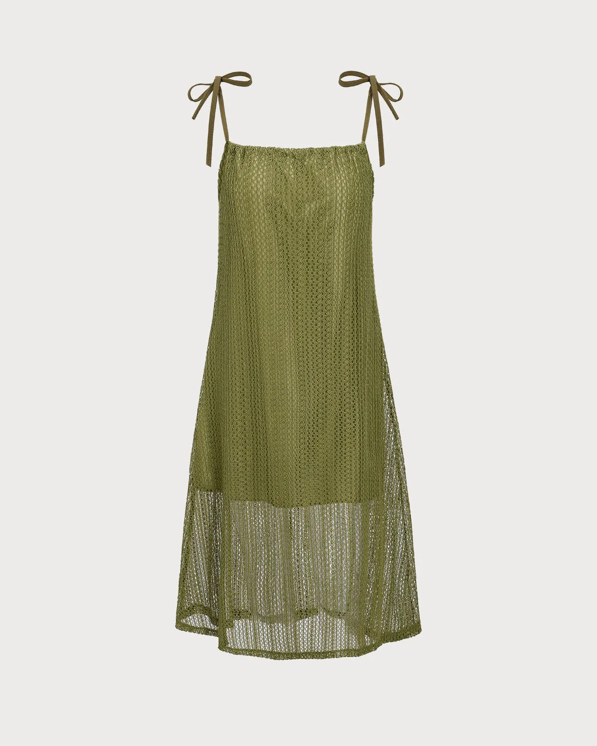 Green Crochet Tie Strap Midi Dress sold by rihoas