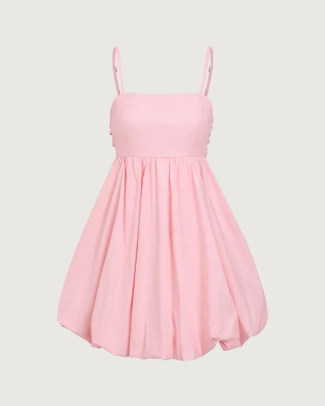 Pink Bowknot Ruched Slip Mini Dress sold by rihoas