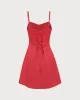 Red Ruched Slip Mini Dress sold by rihoas