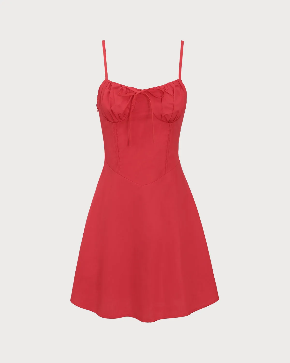 Red Ruched Slip Mini Dress sold by rihoas
