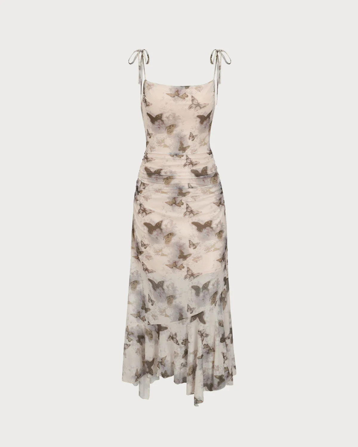 Apricot Floral Cowl Neck Slip Midi Dress sold by rihoas