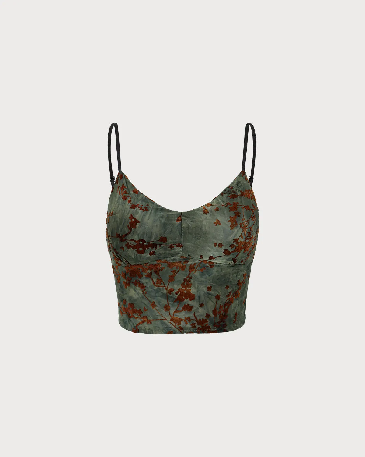 Green Floral V Neck Camis sold by rihoas