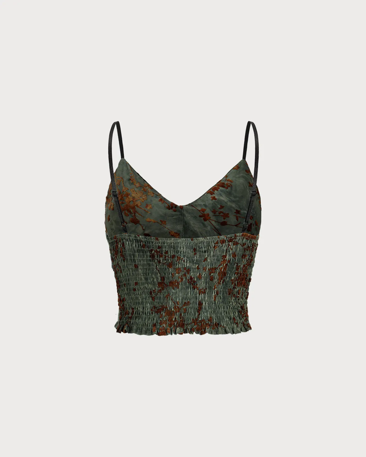 Green Floral V Neck Camis sold by rihoas product image thumbnail 2