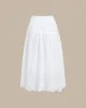 White Embroidery A-Line Midi Skirt sold by rihoas