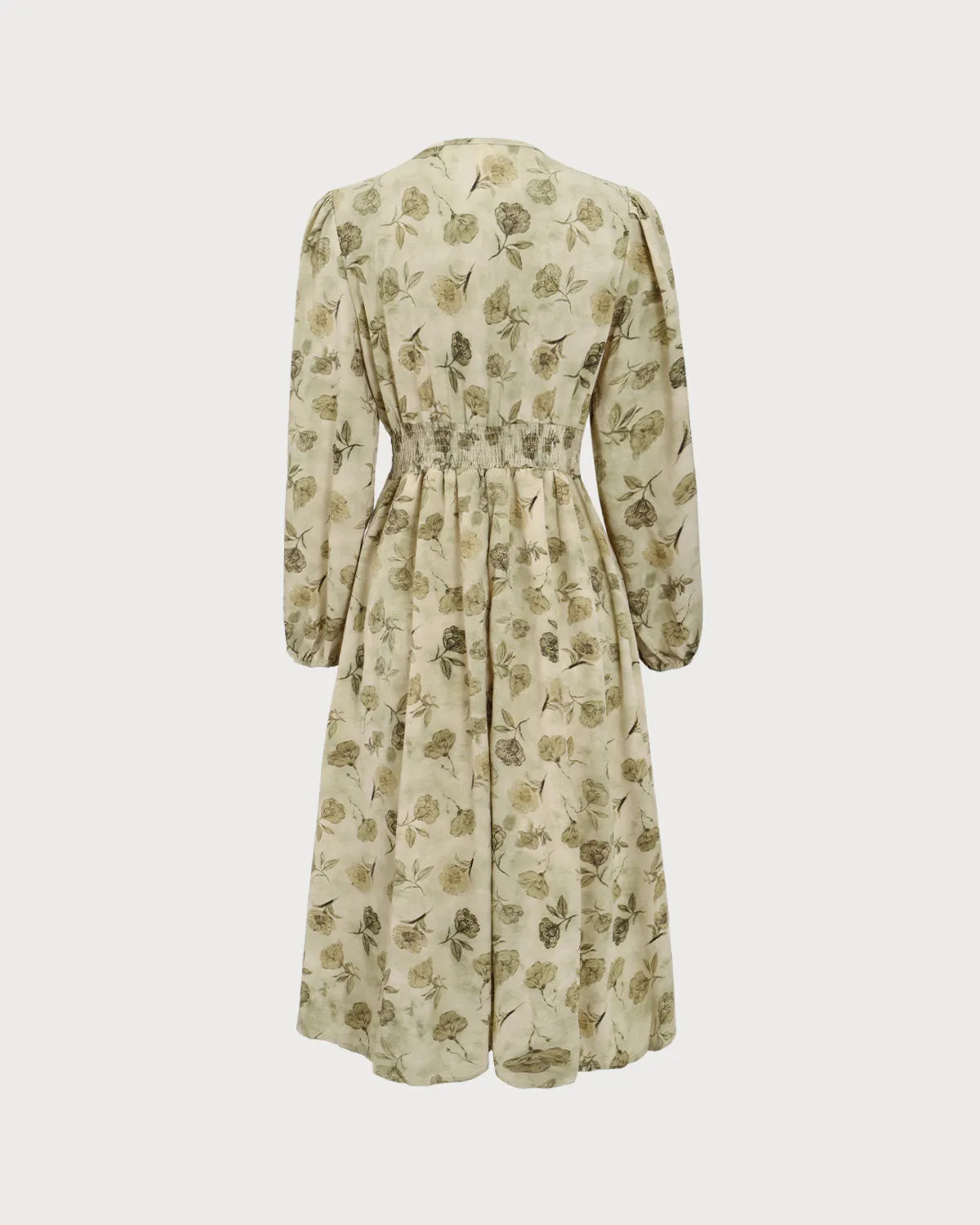 Green Floral Lantern Sleeve Midi Dress sold by rihoas product image thumbnail 2