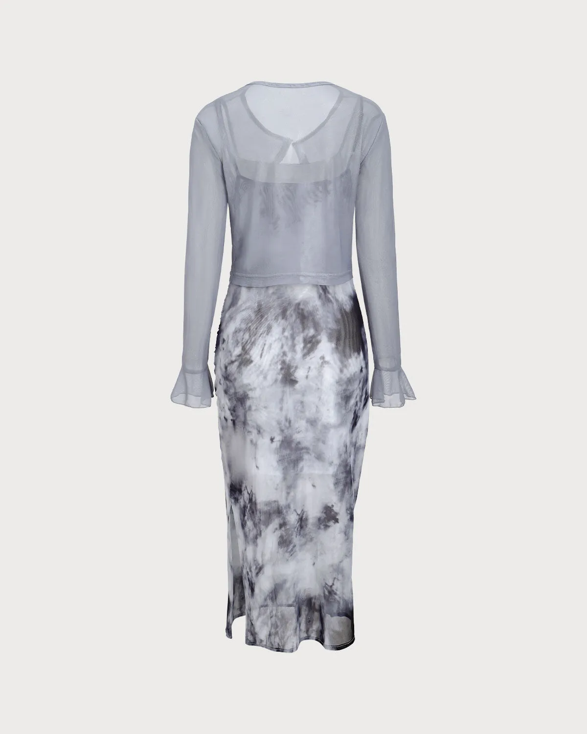 Grey Tie Dye Two Piece Midi Dress sold by rihoas product image thumbnail 2