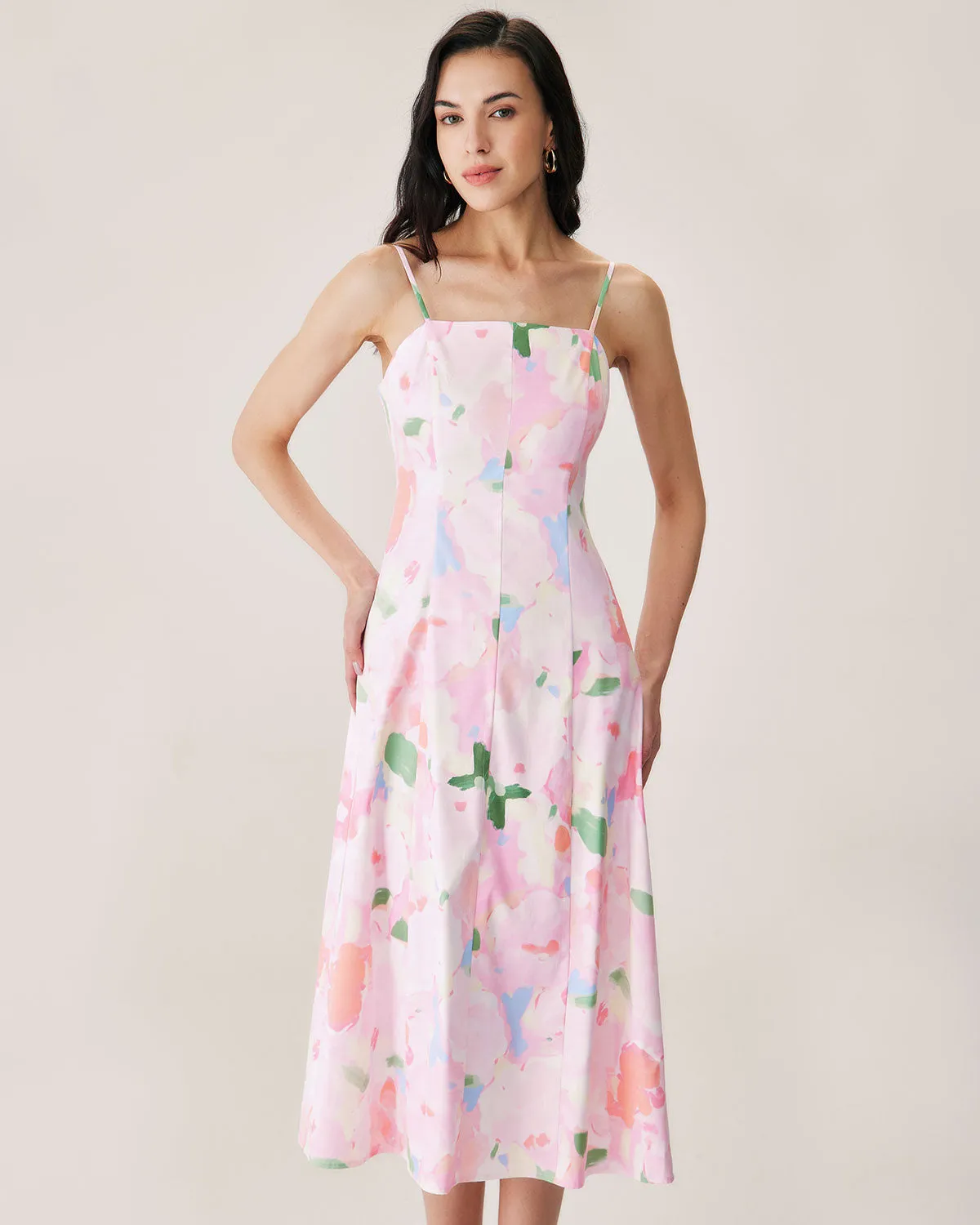 Pink Floral Slip Midi Dress sold by rihoas