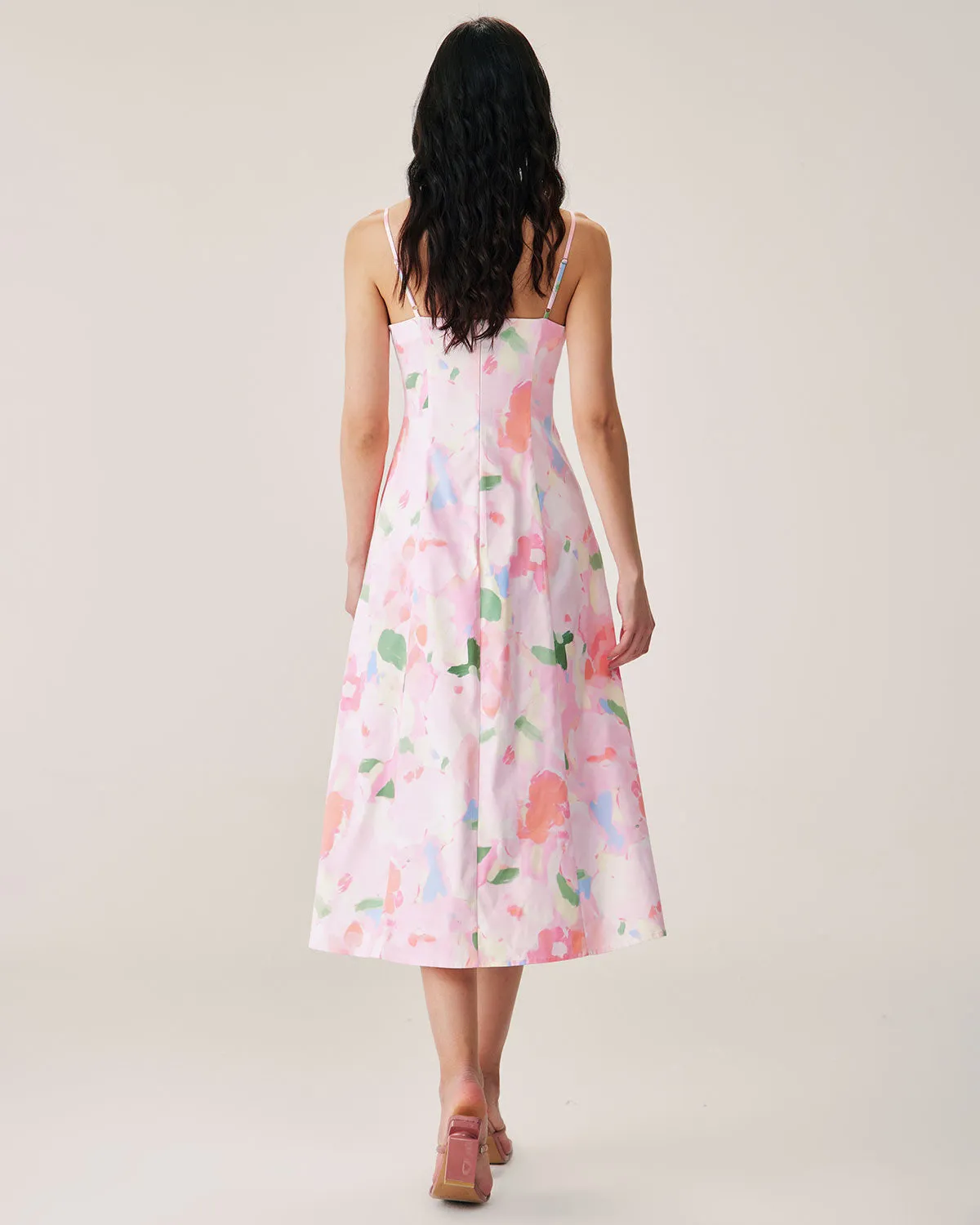 Pink Floral Slip Midi Dress sold by rihoas product image thumbnail 4