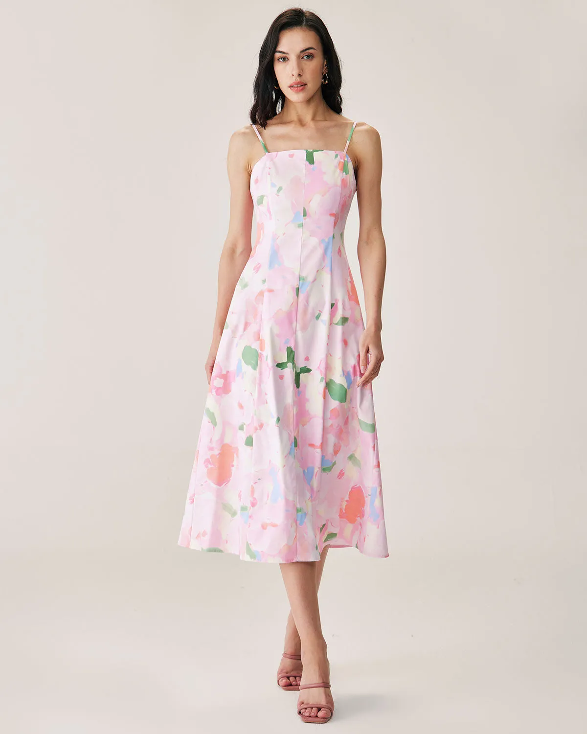 Pink Floral Slip Midi Dress sold by rihoas product image thumbnail 3