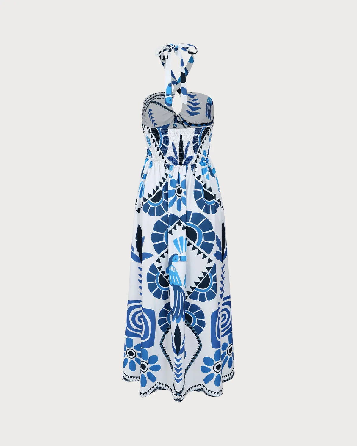 Blue Floral Halter Maxi Dress sold by rihoas product image thumbnail 2