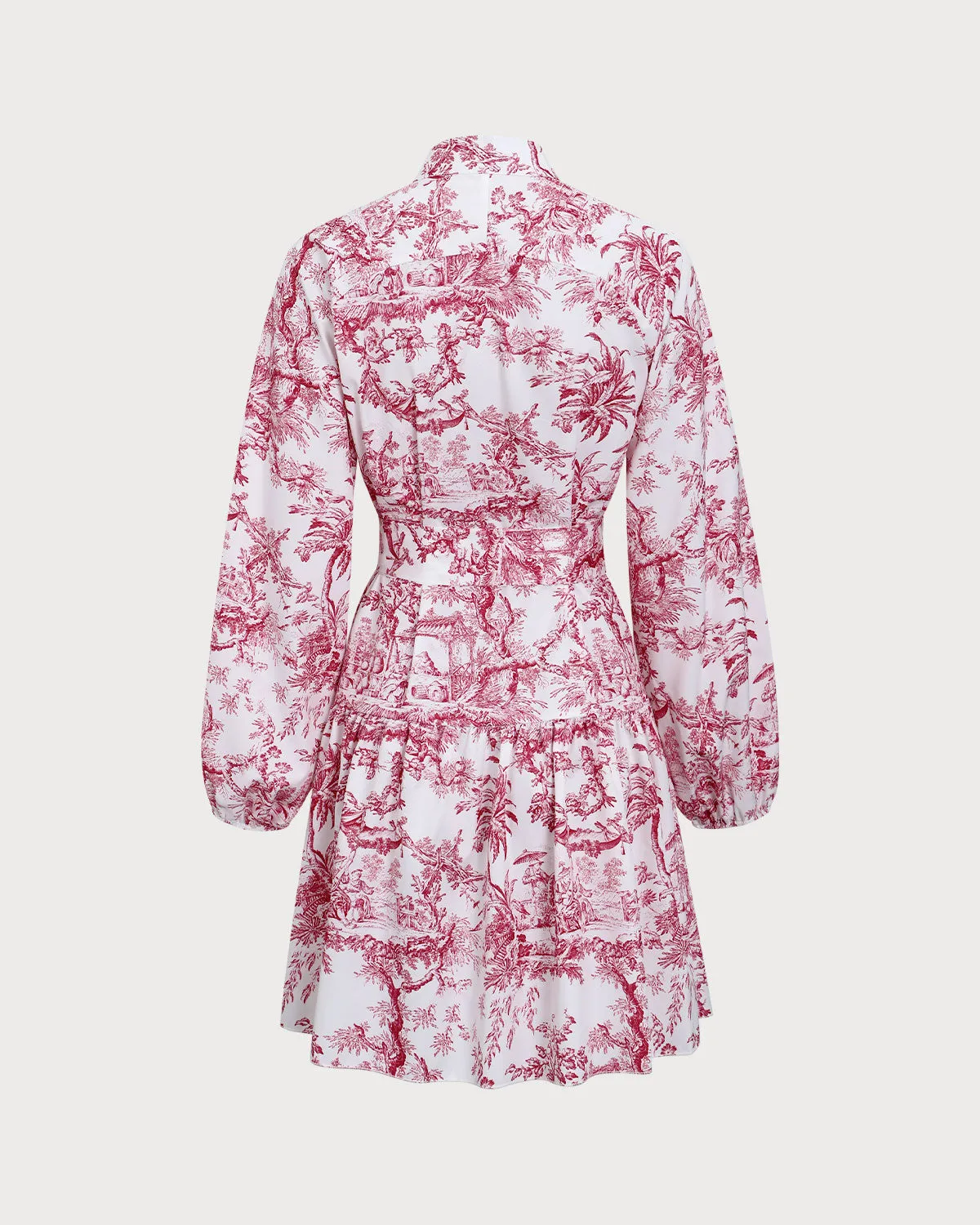 Red Floral Mock Neck Mini Dress sold by rihoas product image thumbnail 2